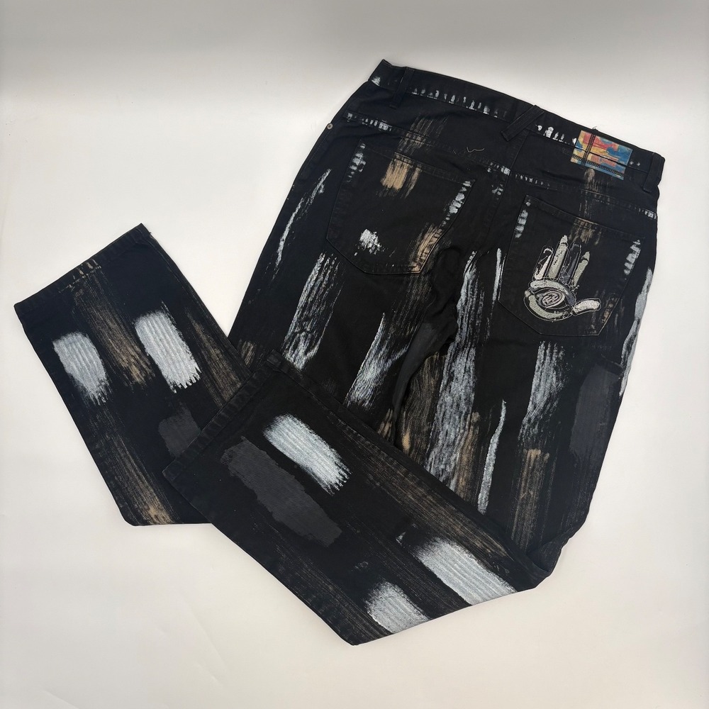 Miskeen Originals Mens Size 34x34 Jeans Denim Pants Paint Graphic Hip Hop Y2K